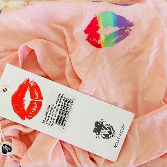 Wildfox Wild Lovers Oversize Tank Top Rainbow Lips Graphic Sz M NWT - Picture 6 of 13